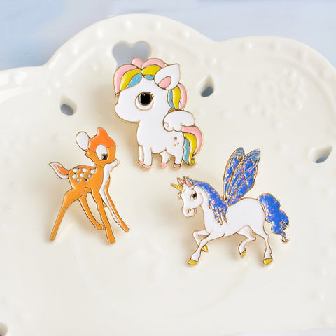 Set Unicorn Deer Little Pony Etsy Enamel Pins