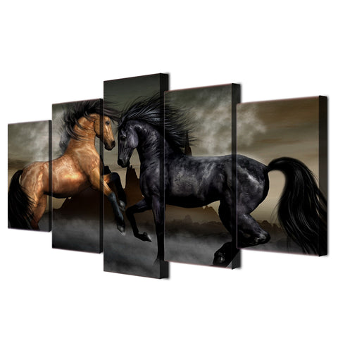 5Pcs HD Printed Horse Living Room Canvas Wall Art