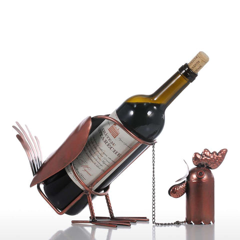 Modern Rooster Wine Bottle Holder