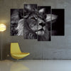 Image of 4Pcs Lion Head Black And White Canvas Wall Art