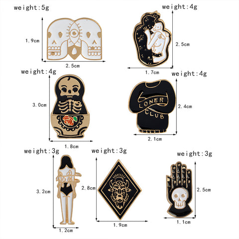 7Pcs Punk Skull Halloween Etsy Enamel Pins