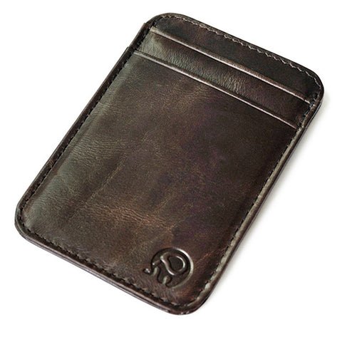 Retro Genuine Leather Card Holder Slim Minimalist Wallet