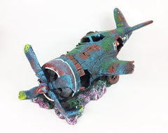 Large Sunken Airplane Aircraft Wreck Ornaments Aquarium Fish Tank Decorations