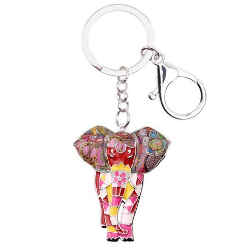 Enamel Jungle Elephant Keychain