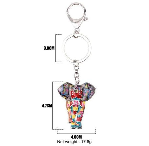Enamel Jungle Elephant Keychain