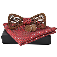 Luxury Handkerchief Cufflink Wooden Bow Tie