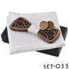 Image of Luxury Handkerchief Cufflink Wooden Bow Tie