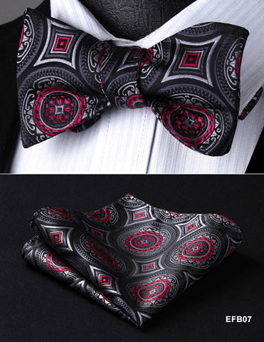 Floral Paisley Butterfly Silk Handkerchief Bow Tie