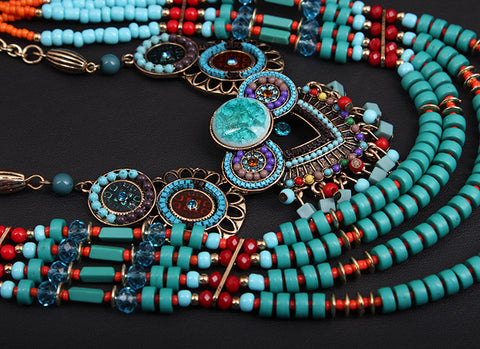 Vintage Handmade Bead Bohemian Jewelry Boho Necklace