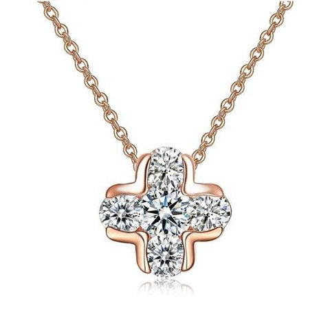 Cross Rose Gold CZ Grandma Jewelry Necklace