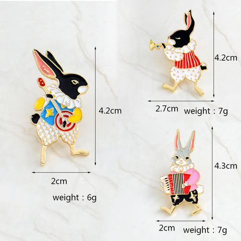 Vintage Musician Bunny Rabbit Enamel Pins