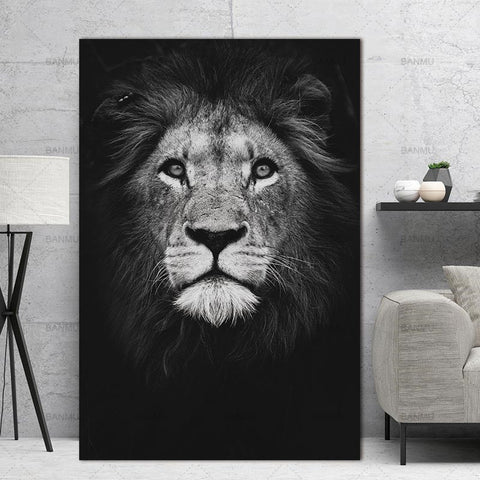 Black And White Animal Painting Canvas Wall Art
