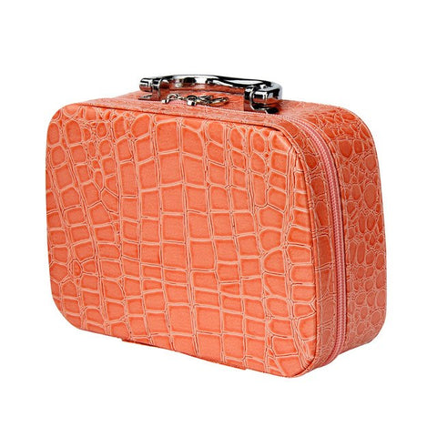 Large Leather Cosmetic Travel Makeup Bag