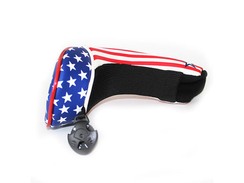 2Pcs Flag USA PU Leather UT Hybrid Rescue Golf Head Covers