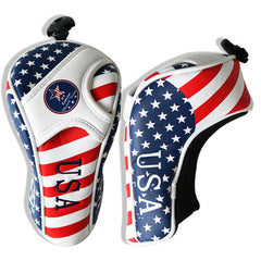 2Pcs USA Flag PU Leather UT Hybrid Rescue Golf Head Covers