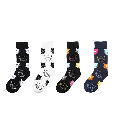 4 pairs Cute Cat Cartoon Funny Women Socks