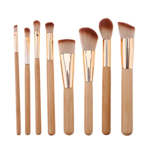 8Pcs Bamboo Handle Makeup Brushes Sets