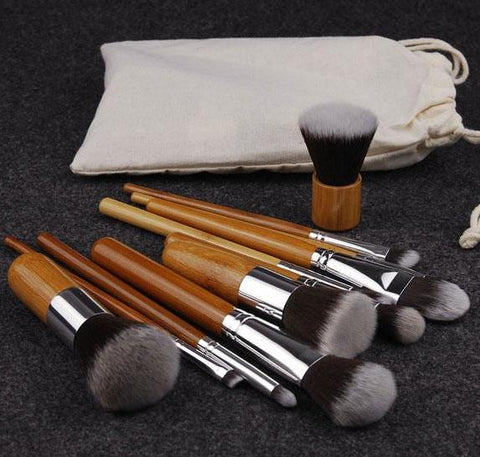 11Pcs Professional Bamboo Makeup Brushes Sets