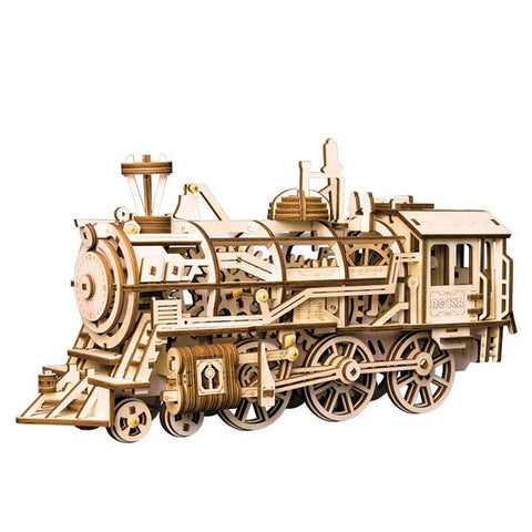 DIY Movable Locomotive Train Wooden Model Building