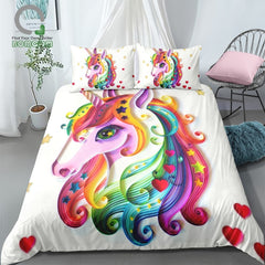 Cute Rainbow Unicorn Bedding Set