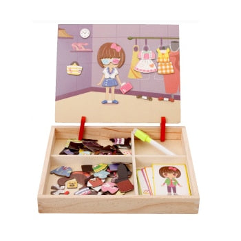 Magnetic Girl Dress Up Wooden Puzzle Board