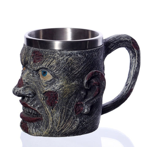 Viking Warrior Skull Gothic Tankard Halloween Skeleton Stainless Beer Tea Cup Coffee Mugs