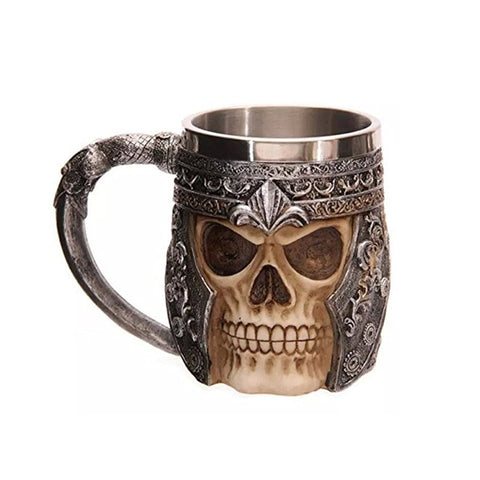 Skull Knight Tankard Dragon Viking Stainless Beer Tea Cup Coffee Mugs