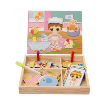 Magnetic Girl Dress Up Wooden Puzzle Board