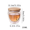 Image of Bamboo Lid Insulate Transparent Double Glass Set Teacup Coffee Mugs